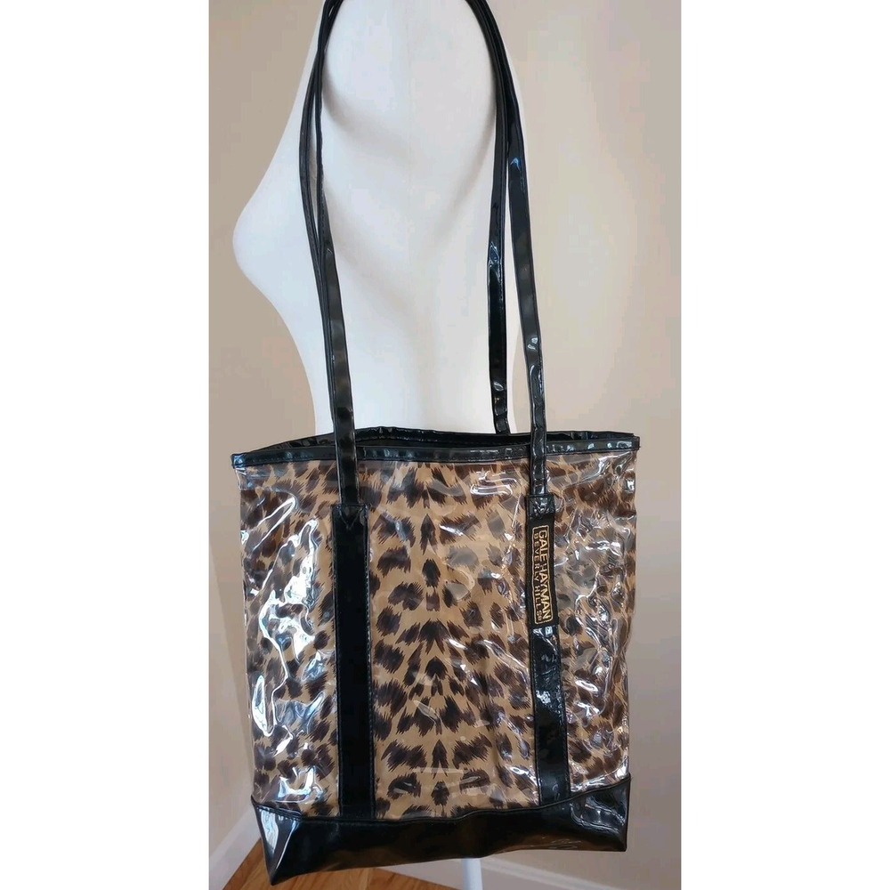 VTG Gale Hayman Beverly Hills La Parfumerie Leopard Plastic Coated Tote Bag